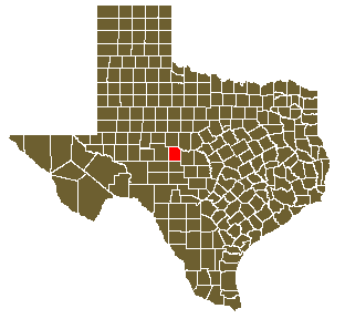 Graphic of Texas map with Concho County location shown in red