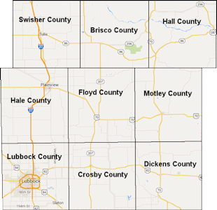 Counties Map, Texas Panhandle