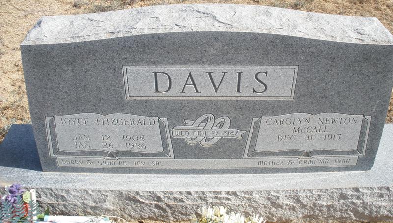 Carolyn Newton McCall Davis, Floyd County, Texas