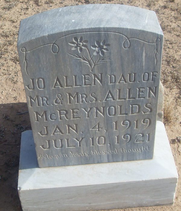 Josephine Allen "Jo" McReynolds, Floyd County, Texas
