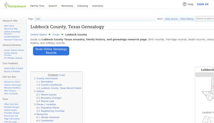 FamilySearch Lubbock County